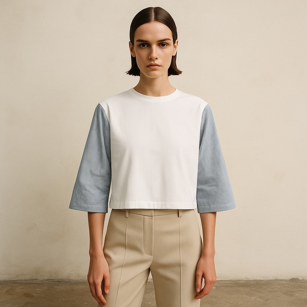 Club Monaco White and Blue Long Sleeve Shirt